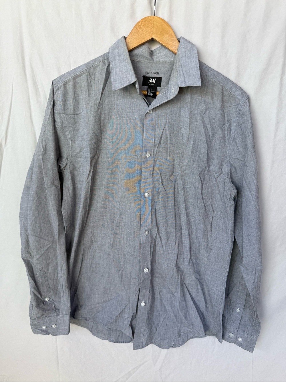 H&M Men's Light Gray Button-Down Dress Shirt